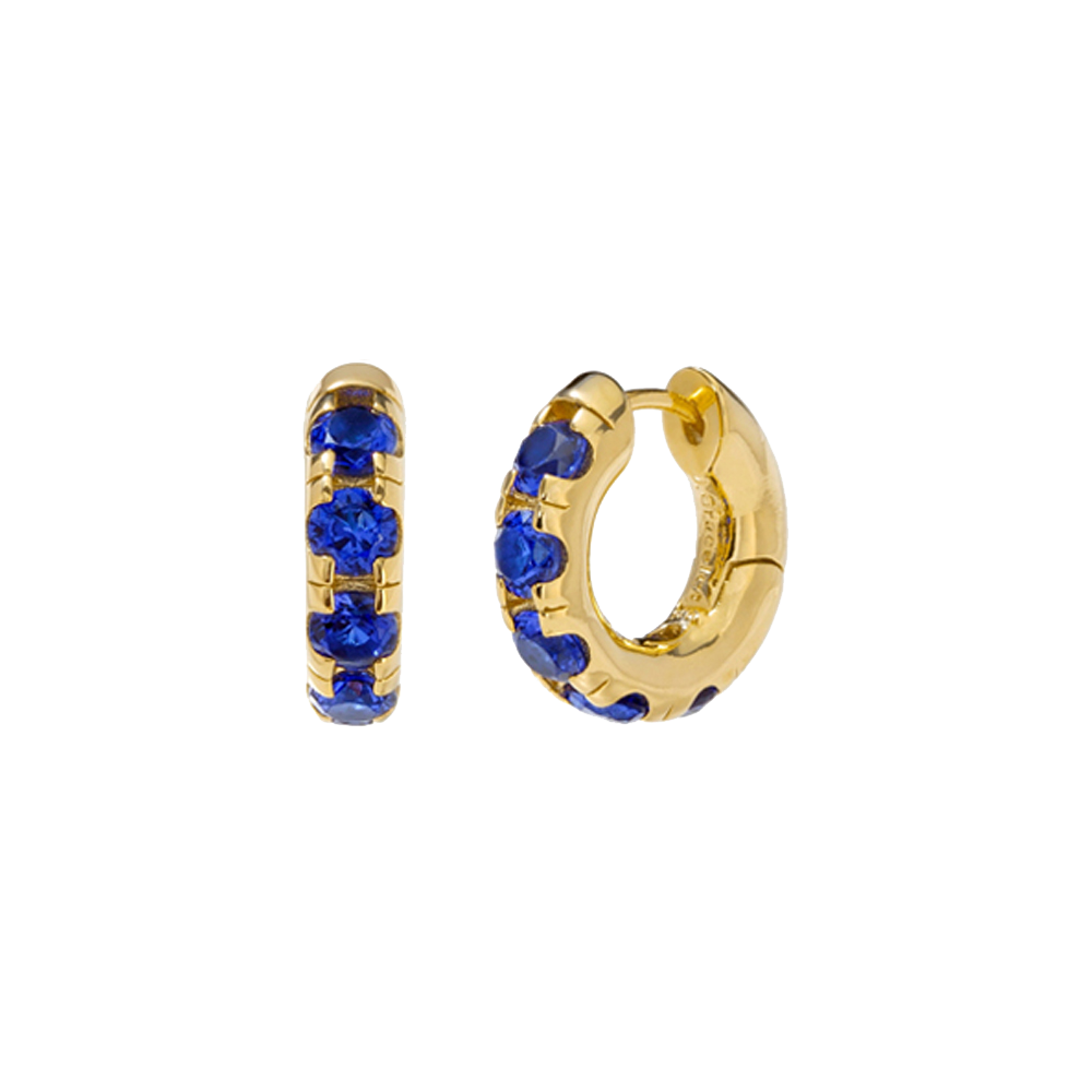 Round Volume Sapphire Earrings ( S925 )